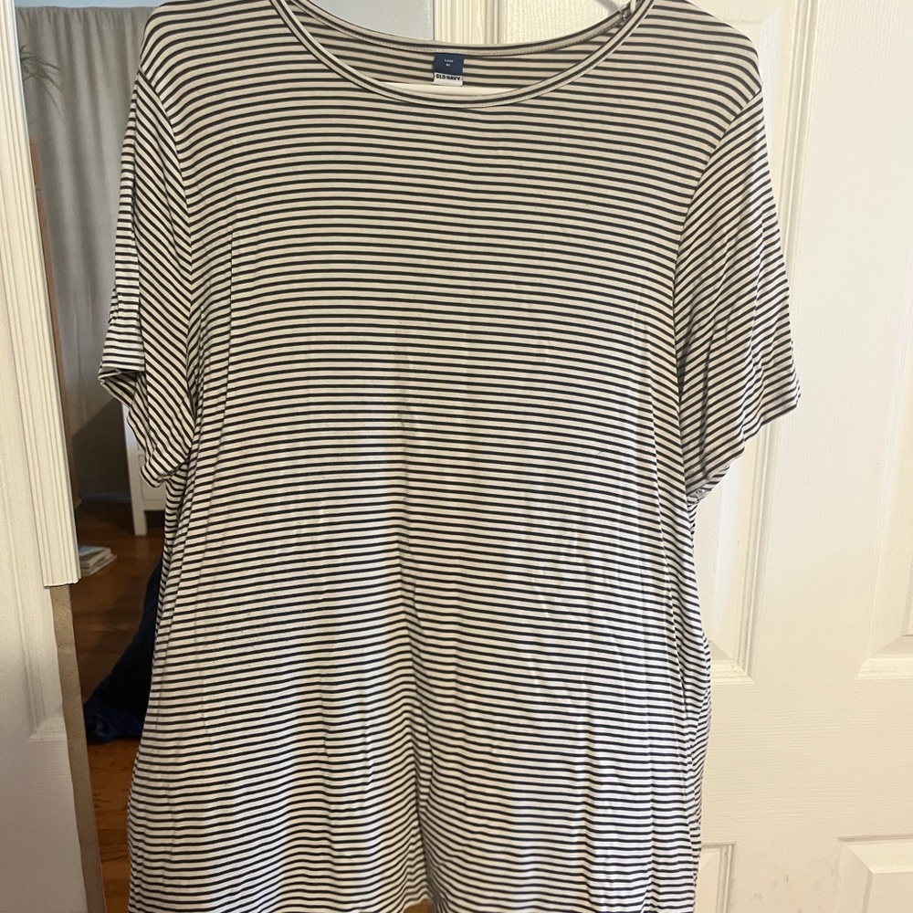 Old Navy Navy and White Striped Tee